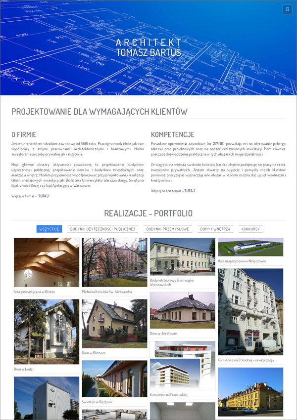 Strona dla architekta - przykład.